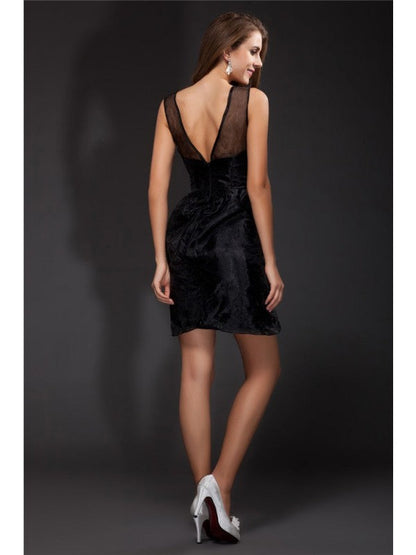 A-Line/Princess Scoop Ruffles Sleeveless Short Organza Cocktail Dresses