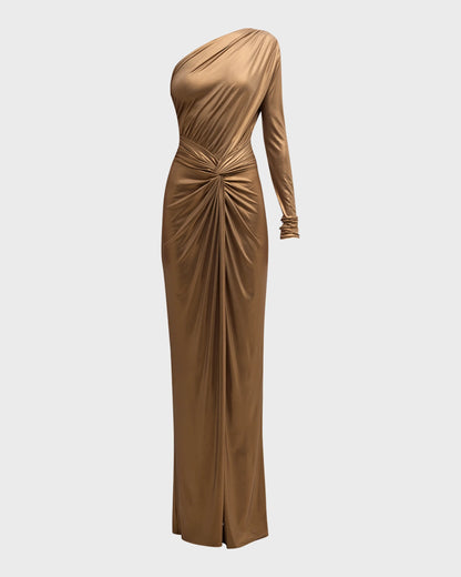 Elegant off shoulder and floor length prom dress