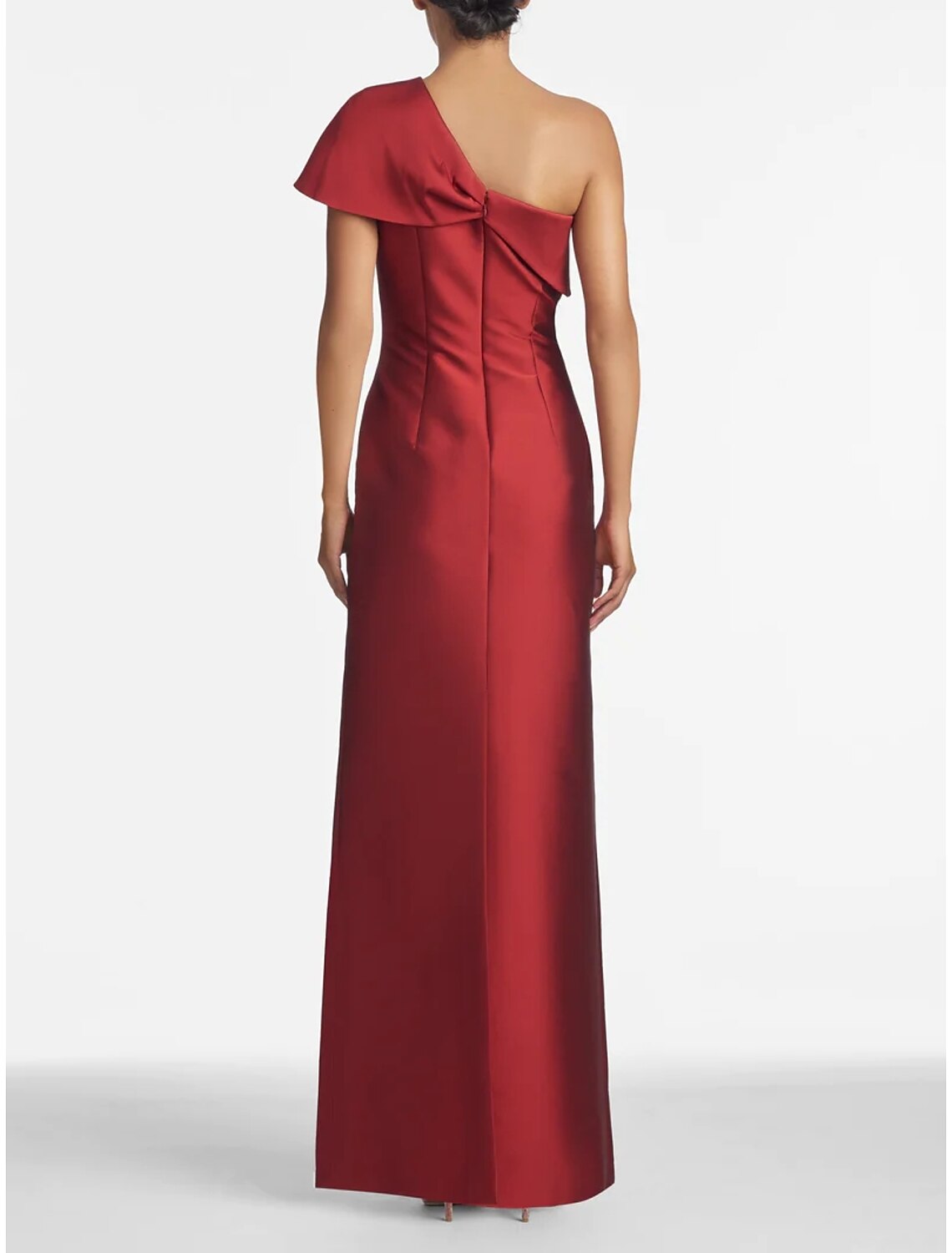 Sheath / Column Evening Gown Elegant Christmas Dress Formal Floor Length Sleeveless One Shoulder Satin with Crystals Shouder Flower
