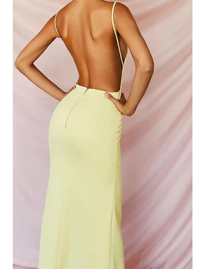 Mermaid / Trumpet Prom Dresses Open Back Dress Formal Wedding Guest Floor Length Sleeveless Strapless Satin Backless with Slit 2026