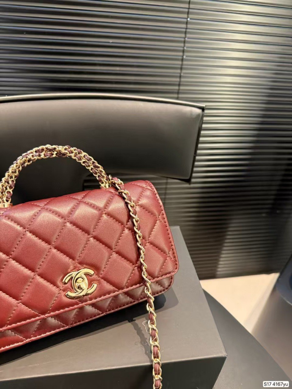 Chanel Clutch bag with chain red