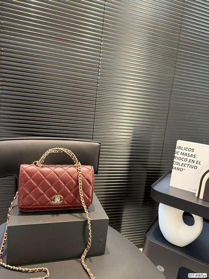 Chanel Clutch bag with chain red