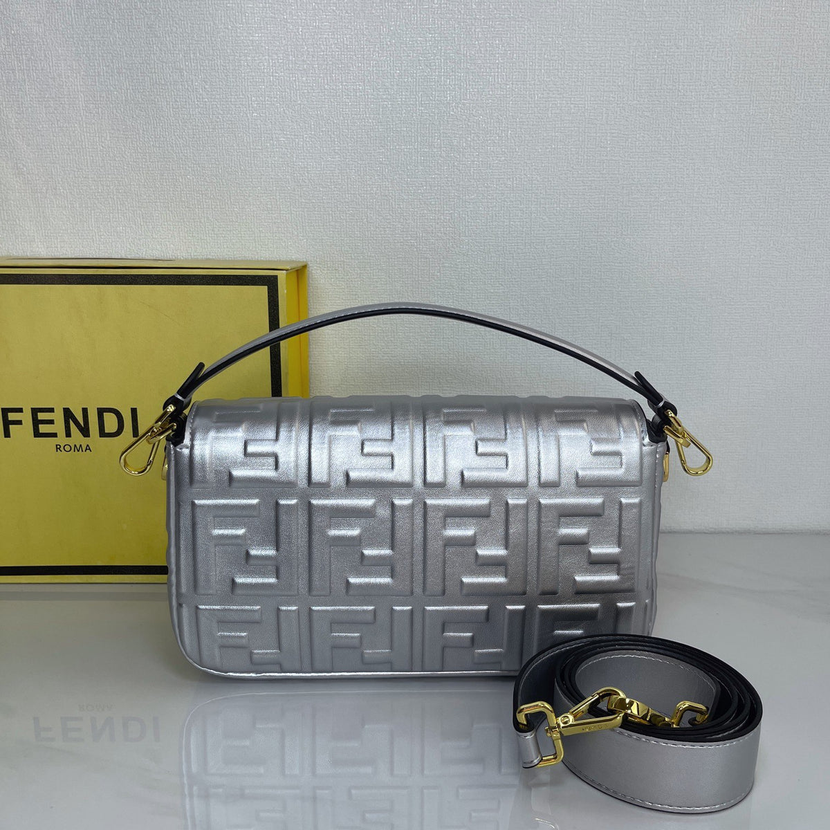 FENDI Baguette metallic shoulder bag