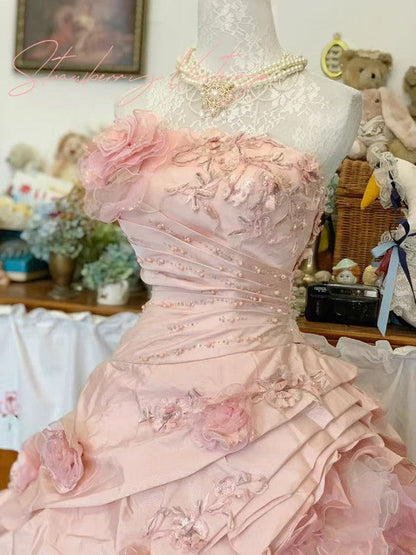 Pink A Line Princess Quinceanera Dress Ball Gowns Sweet 16 Dresses