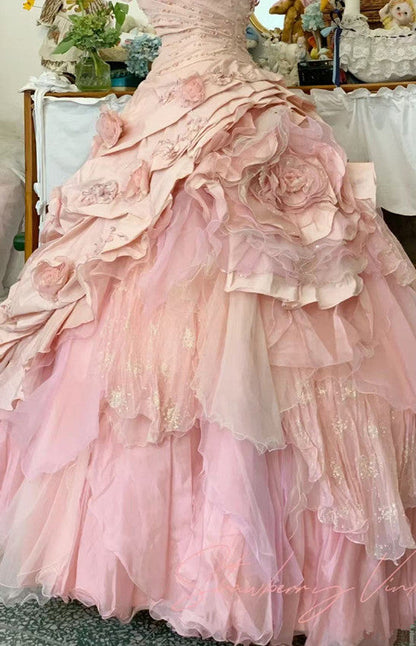 Pink A Line Princess Quinceanera Dress Ball Gowns Sweet 16 Dresses
