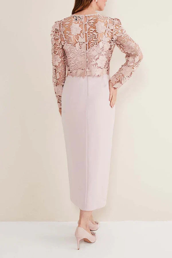 Two piece set of sheath/pillar pink mother of the bride dress