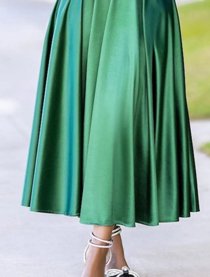 A-Line Cocktail Dresses Plus Size Dress Wedding Guest Party Wear Ankle Length Sleeveless One Shoulder Charmeuse with Pleats 2026