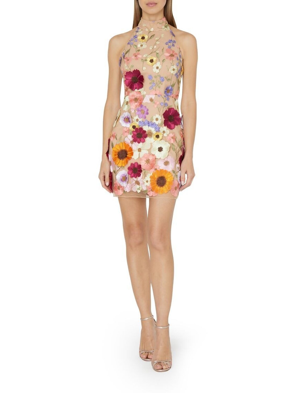 Sheath/Column Halter Neck Sleeveless Lace with Embroidery Short/Mini Pink Homecoming Dresses