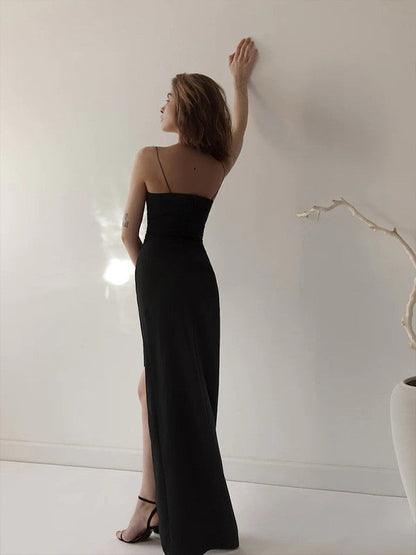 Sheath/Column Crepe Spaghetti Straps Sleeveless Floor-Length Dresses