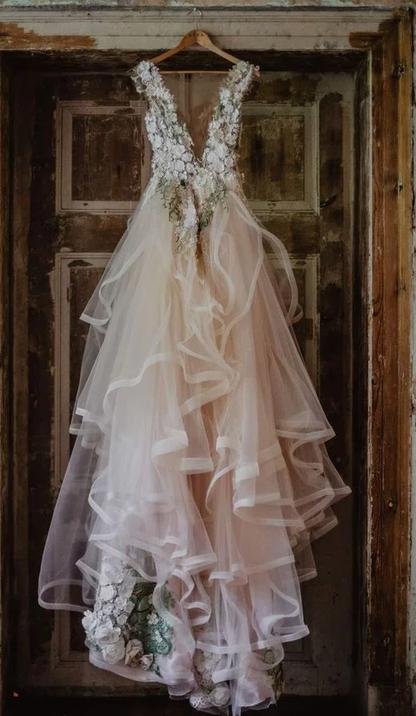 Popular Prom A Line Tulle Bridal Gowns Long Prom Dresses