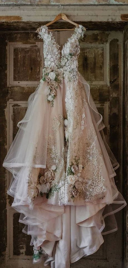 Popular Prom A Line Tulle Bridal Gowns Long Prom Dresses