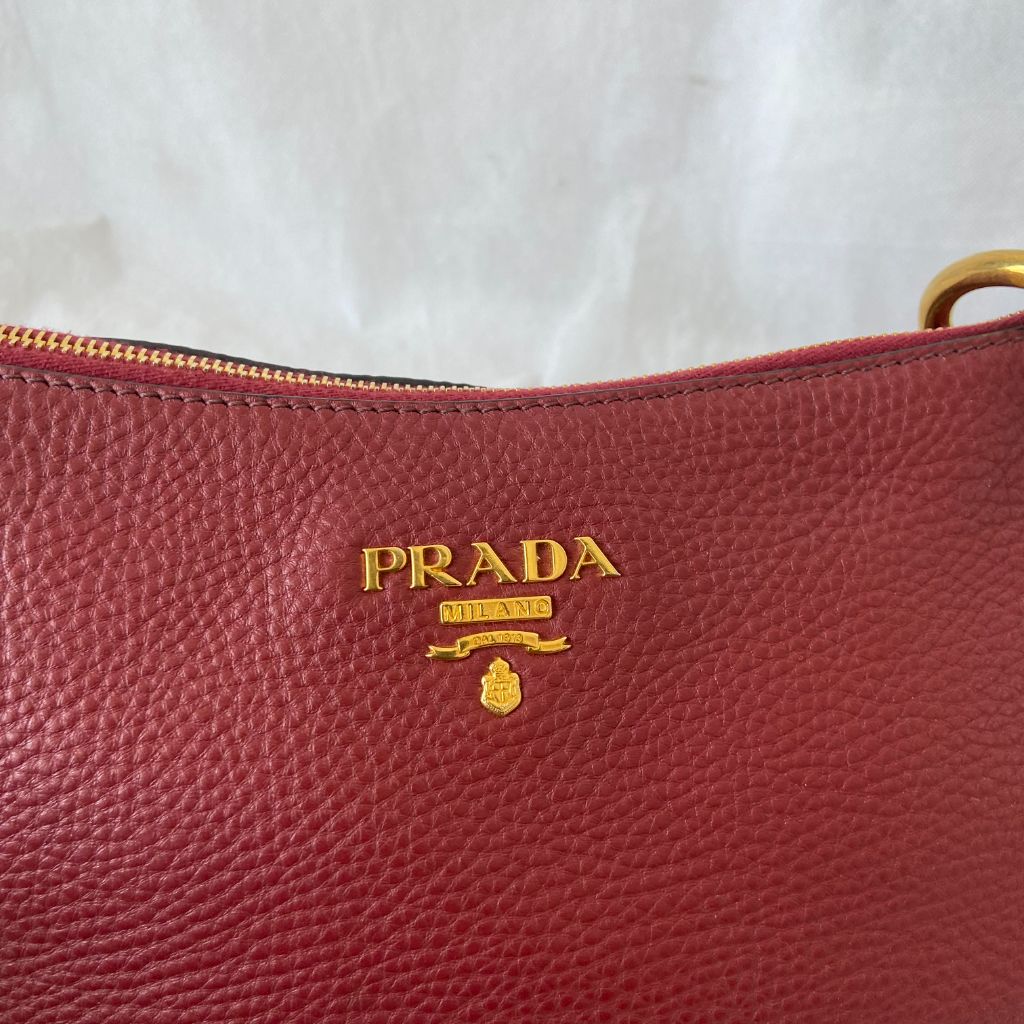 Prada red leather bag