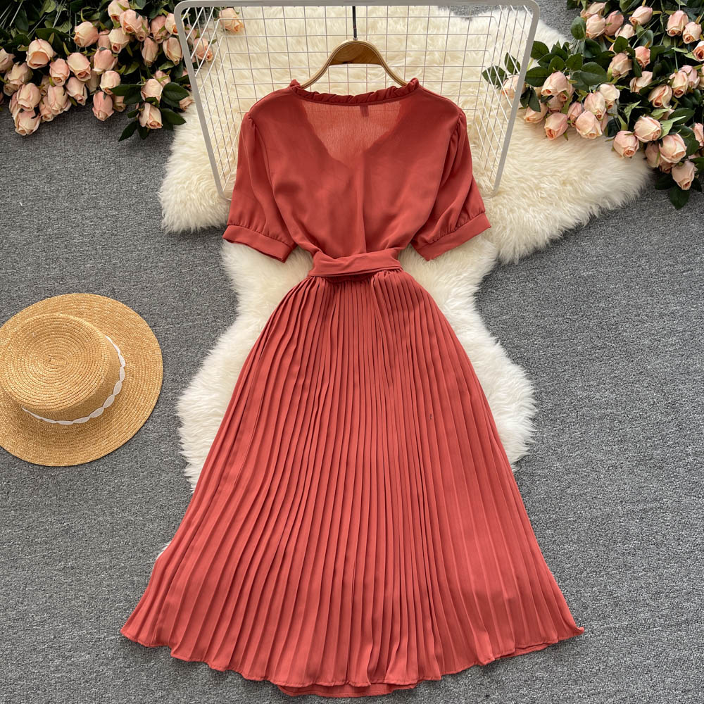 Cute V Neck Chiffon Short Dress Fashion Dress  10816