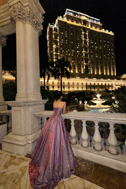 Purple Fashion Gorgeous Shining Elegant Long Fashion Dress gh6645