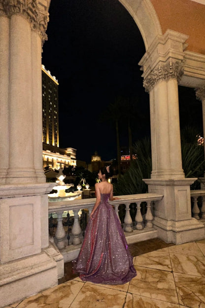 Purple Fashion Gorgeous Shining Elegant Long Fashion Dress gh6645