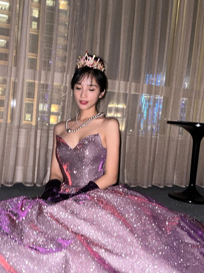 Purple Fashion Gorgeous Shining Elegant Long Fashion Dress gh6645