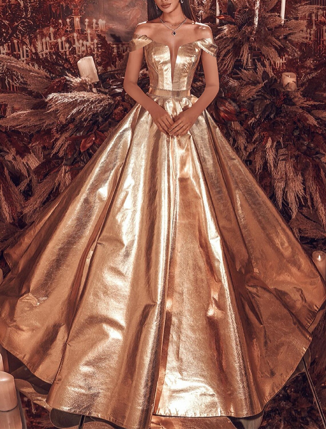 A-Line Evening Gown Celebrity Style Dress Carnival Quinceanera Sweep / Brush Train Short Sleeve Off Shoulder The Great Gatsby PU with Glitter 2026