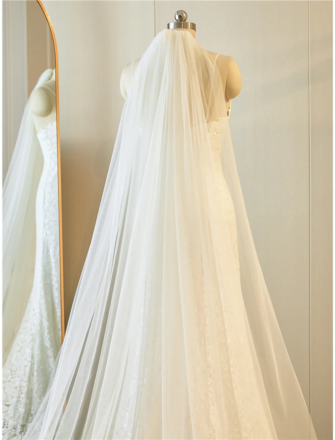Jimss single layer Lace Stickers Lace/Lace Wedding Veil Embroidery Cathedral Veil/Stickers/Bow 137.8 inches (300 cm) sheer