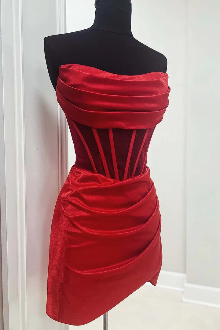 Sheath/Column off shoulder transparent tight corset short/mini back to school dress