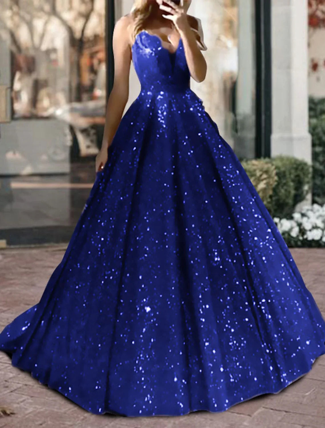 Ball Gown Glitter Prom Black Dress Luxurious Tulle Sparkly Dress For Wedding Party Quinceanera Sweep / Brush Train Sleeveless V Neck Tulle V Back with Sequin 2025