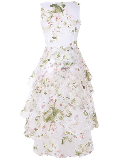 Women's Lace Dress Homecoming Dress Cocktail Dress Midi Dress White Green Gray Sleeveless Floral Lace Summer Spring Fall Crew Neck Party Birthday Evening Party Wedding Guest