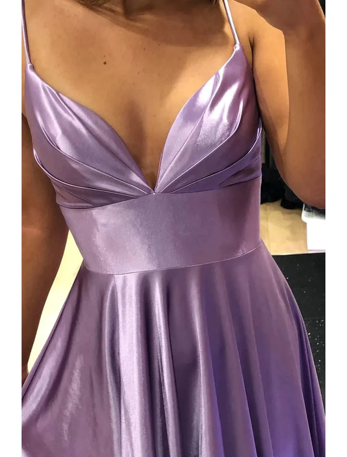 A-Line Prom Dresses Empire Dress Wedding Party Black Tie Gala Court Train Sleeveless V Neck Charmeuse Backless with Slit