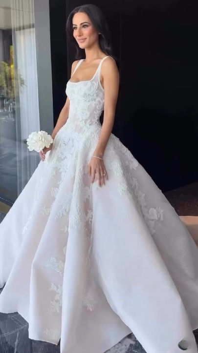 Rustic Wedding Dress Ball Gowns Square Neck White Lace Tulle Long Wedding Dress Summer Brides Dresses Bridal Gown