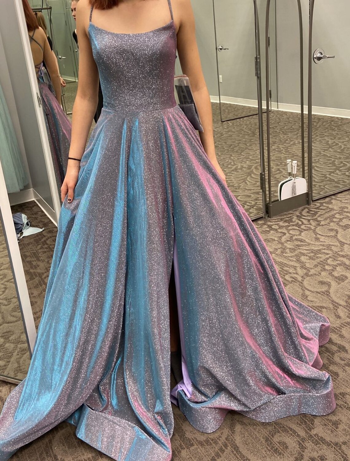 A-Line Prom Dresses Sparkle & Shine Dress Formal Prom Floor Length Sleeveless Strapless Pocket Satin Backless with Slit Pocket