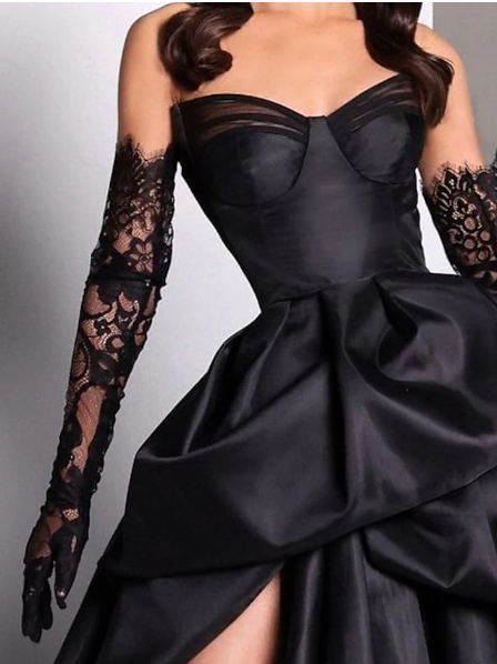 Sexy Ball Gowns Strapless Burgundy Long Slit Prom Dress