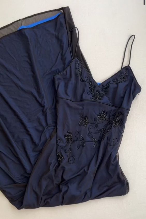 Sexy Mermaid Prom Gowns With Straps Navy Blue Prom Dresses