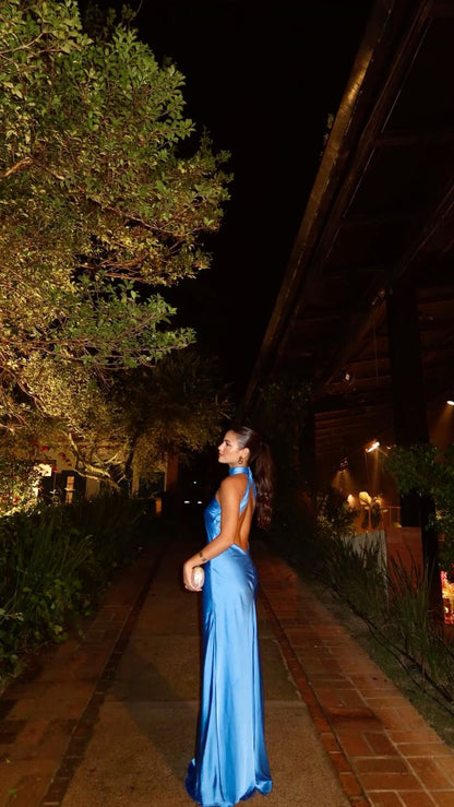 Sexy Sheath Blue Prom Gowns Prom Dresses