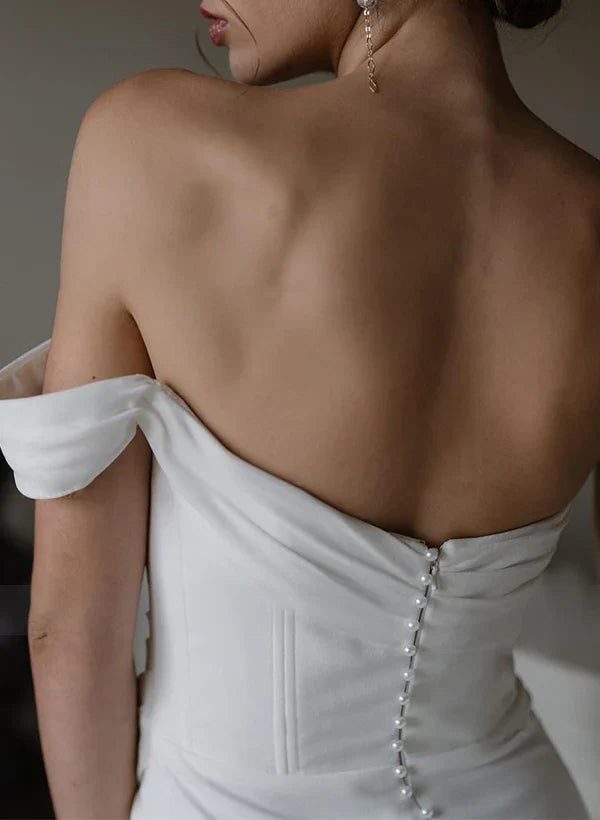 Tailored one shoulder sleeveless slit satin wedding dress