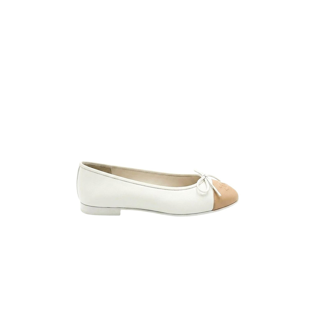Chanel Ballet Flats White And Beige