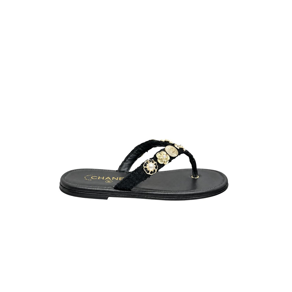 Chanel Thong Jewel Embellished Black