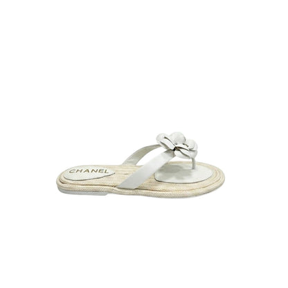 Chanel Thong With Camellia White