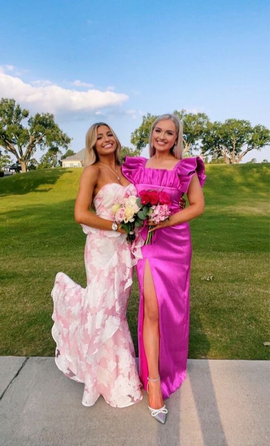 Elegant Off-Shoulder Printed Floral Mermaid Slim Fit Long Ruffled Ball Gowns Prom Dress