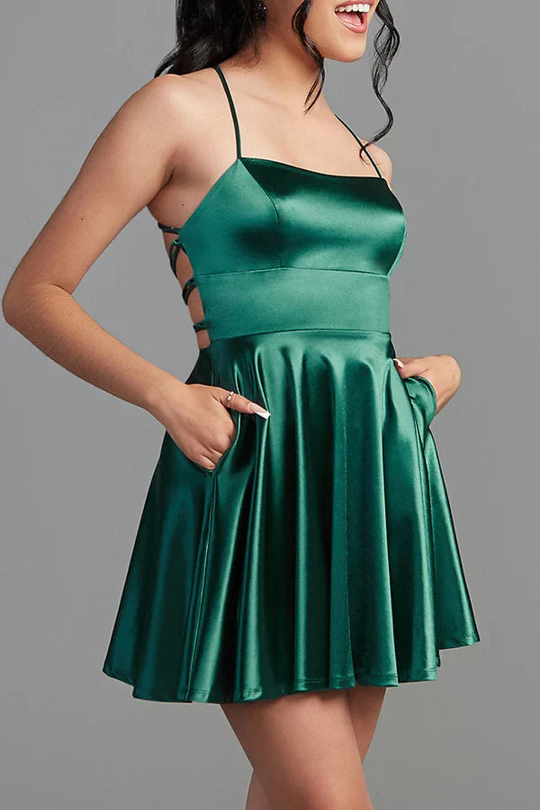 Thread Spoon Satin Simple Dress Homecoming Dresses
