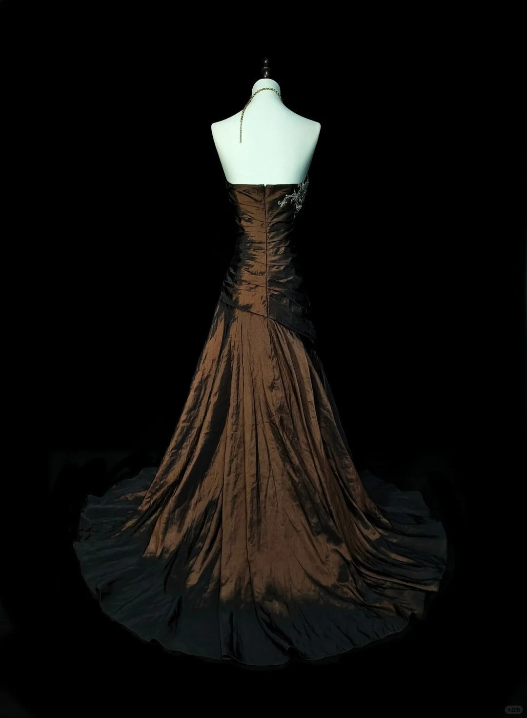 Strapless Brown Vintage Prom Dresses, Sleeveless Long Prom Gown