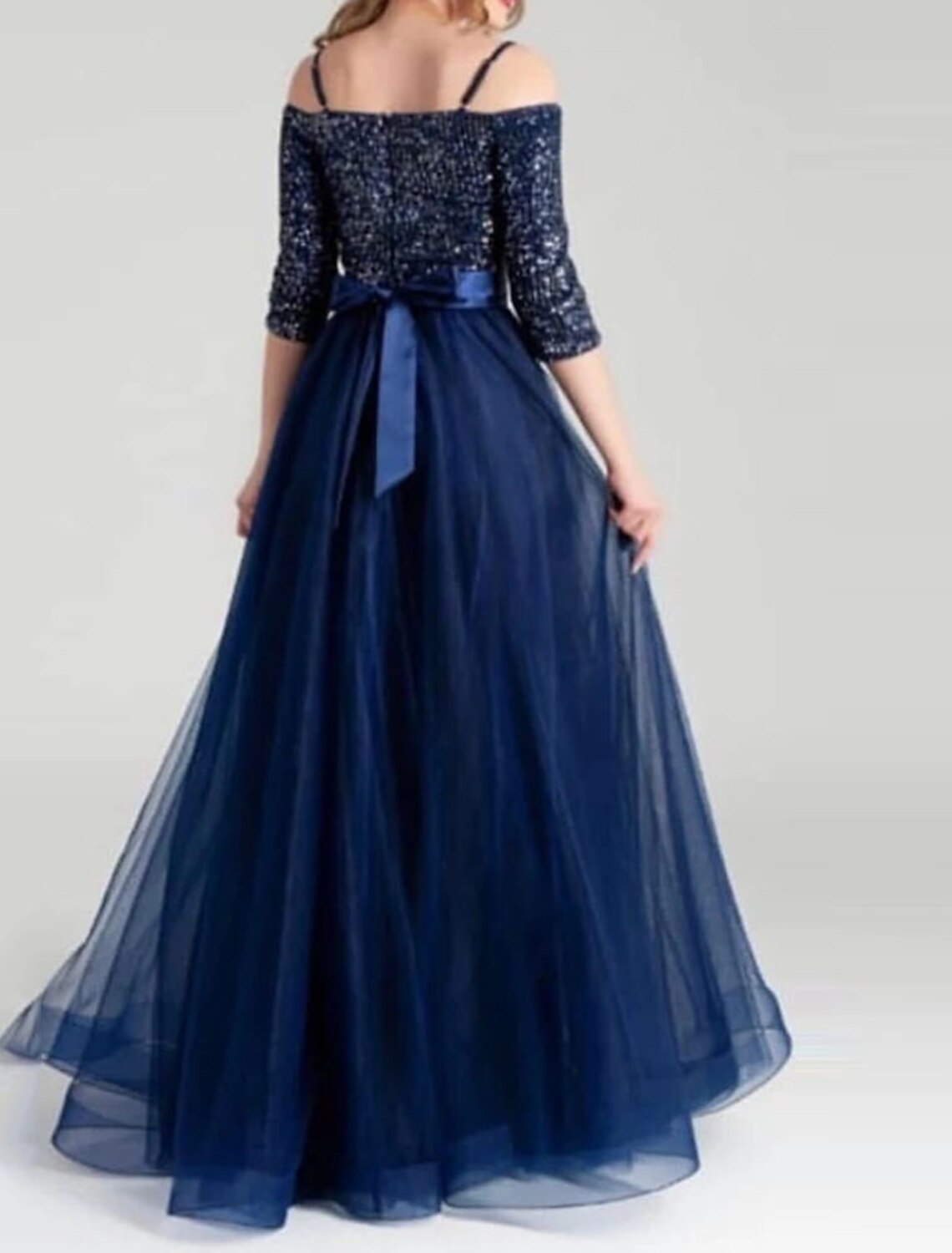 A-Line Prom Dresses Maxi Dress Formal Wedding Party Floor Length Half Sleeve Spaghetti Strap Belt / Sash Cotton Backless with Glitter Pleats Sequin 2026