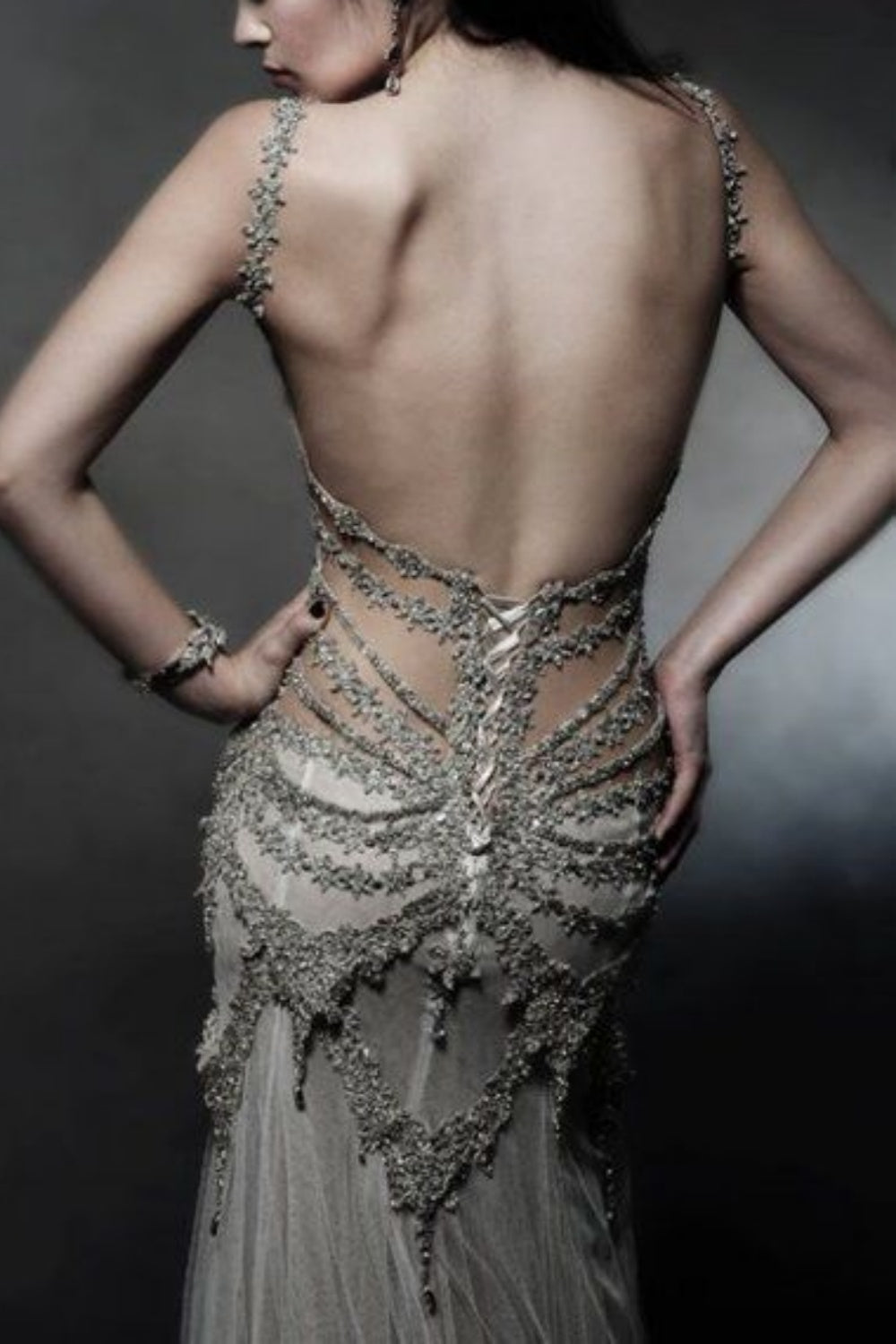 Girlhomeshops--Ivory white wedding dress exquisite beaded long open back tulle prom dress wedding dress gh5468