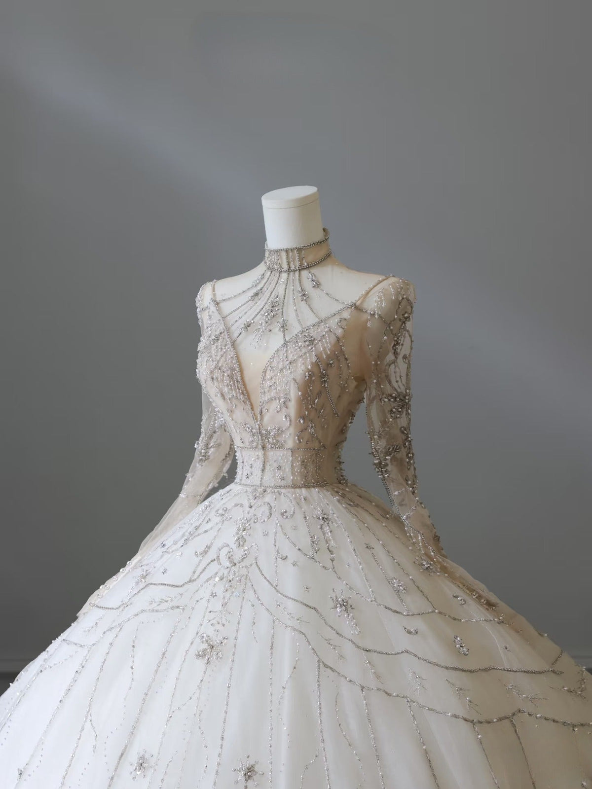 Timeless Ball Gowns High Neckline Tulle Long Sleeves Wedding Dress Bridal Dresses