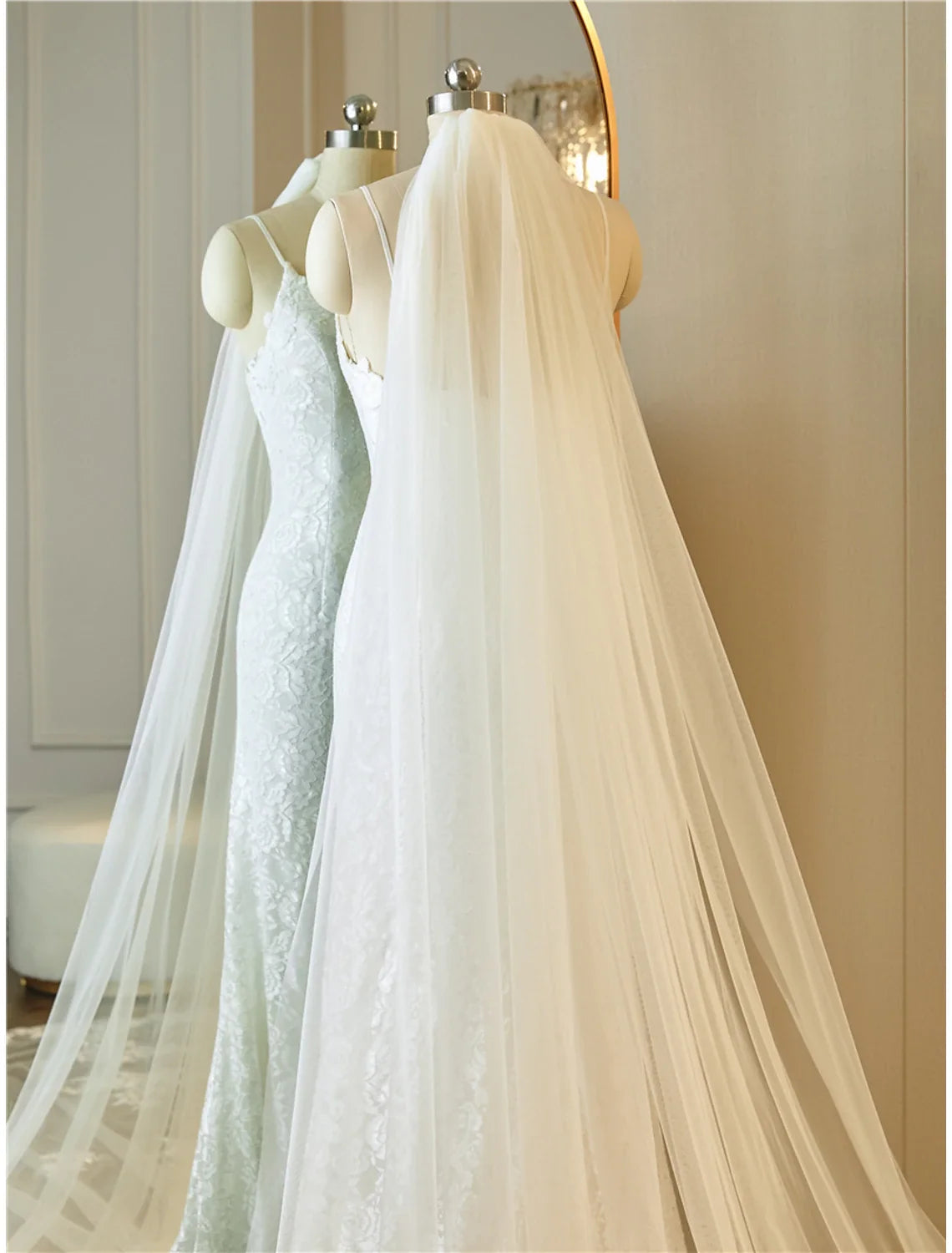 Jimss single layer Lace Stickers Lace/Lace Wedding Veil Embroidery Cathedral Veil/Stickers/Bow 137.8 inches (300 cm) sheer