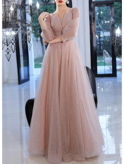 A-Line Beautiful Back Elegant Prom Formal Evening Dress V Neck V Back 3/4 Length Sleeve Floor Length Lace with Appliques 2026