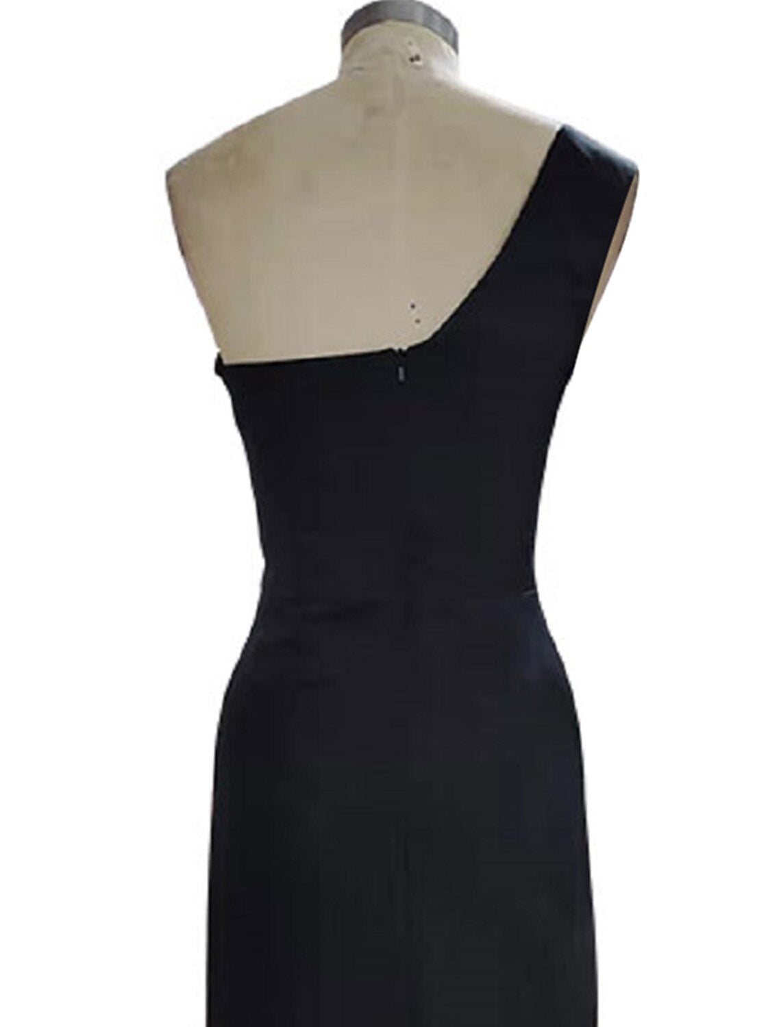 Mermaid / Trumpet Evening Gown Black Dress Formal Prom Floor Length Sleeveless One Shoulder Fabric with Slit