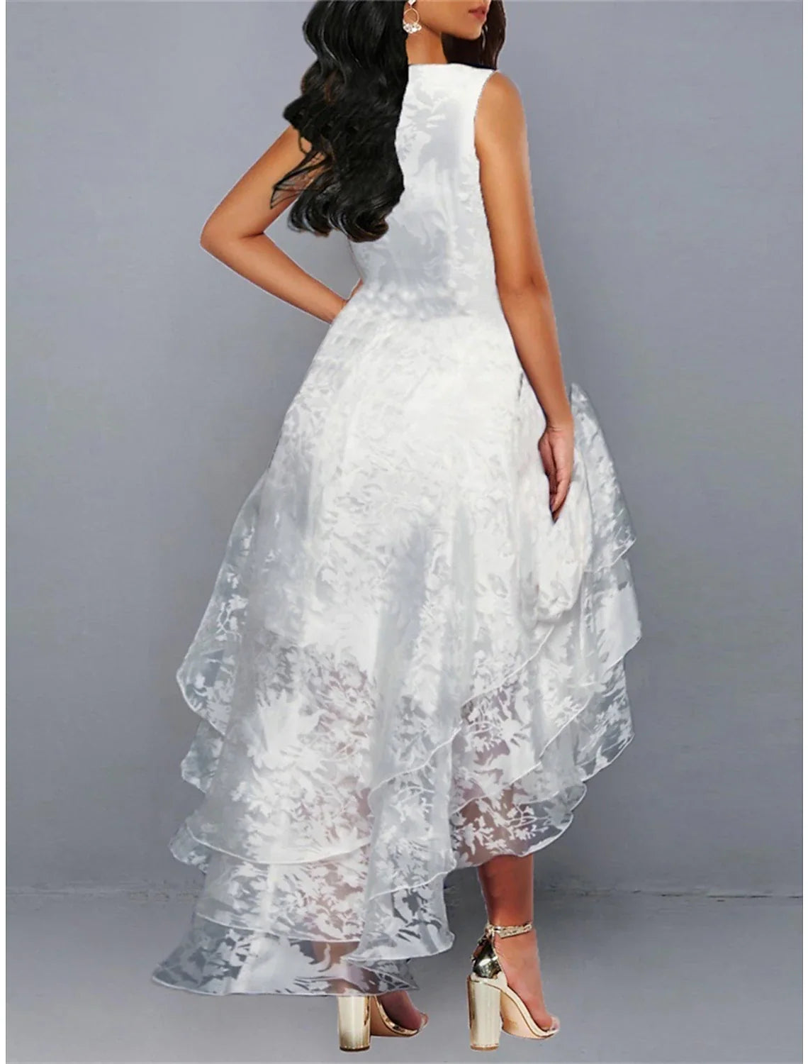 Women's Lace Dress Homecoming Dress Cocktail Dress Midi Dress White Green Gray Sleeveless Floral Lace Summer Spring Fall Crew Neck Party Birthday Evening Party Wedding Guest