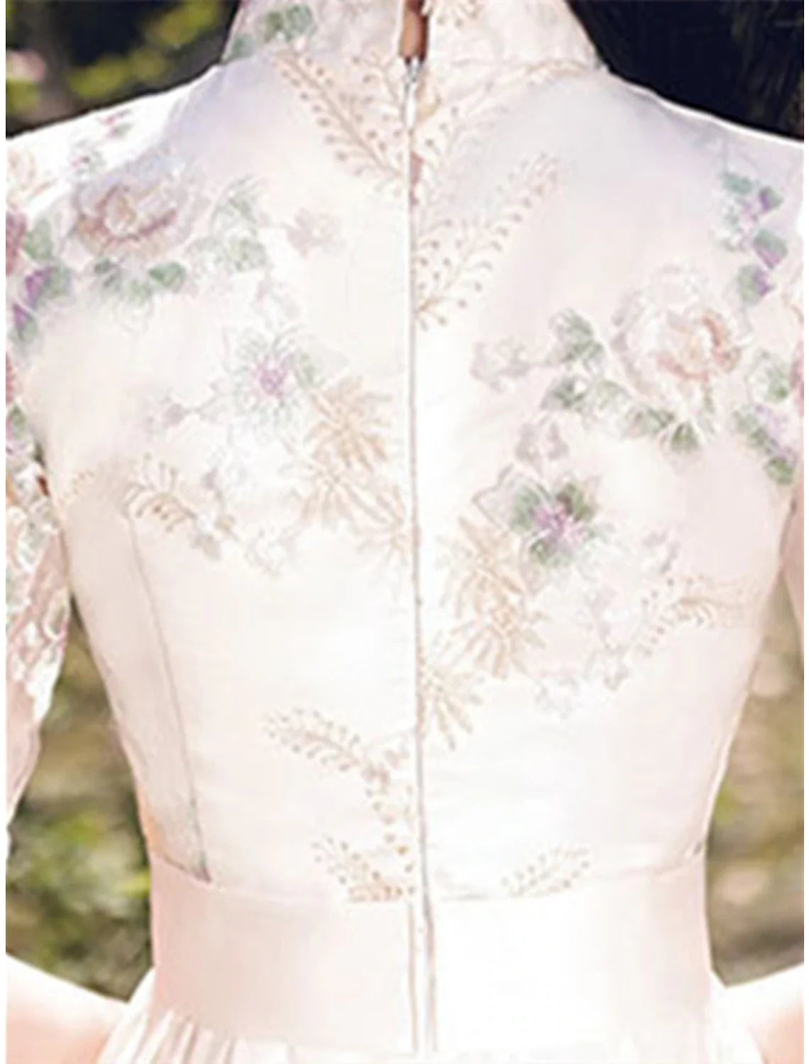 A-Line Chinese Style Elegant Graduation Prom Dress Stand Collar Half Sleeve Short / Mini Chiffon with Tassel Embroidery