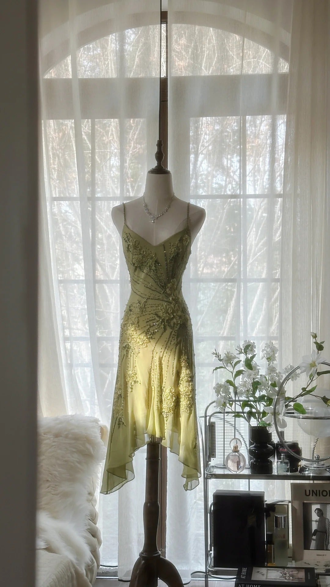 Vintage Prom Dresses, Sleeveless Green Prom Gown