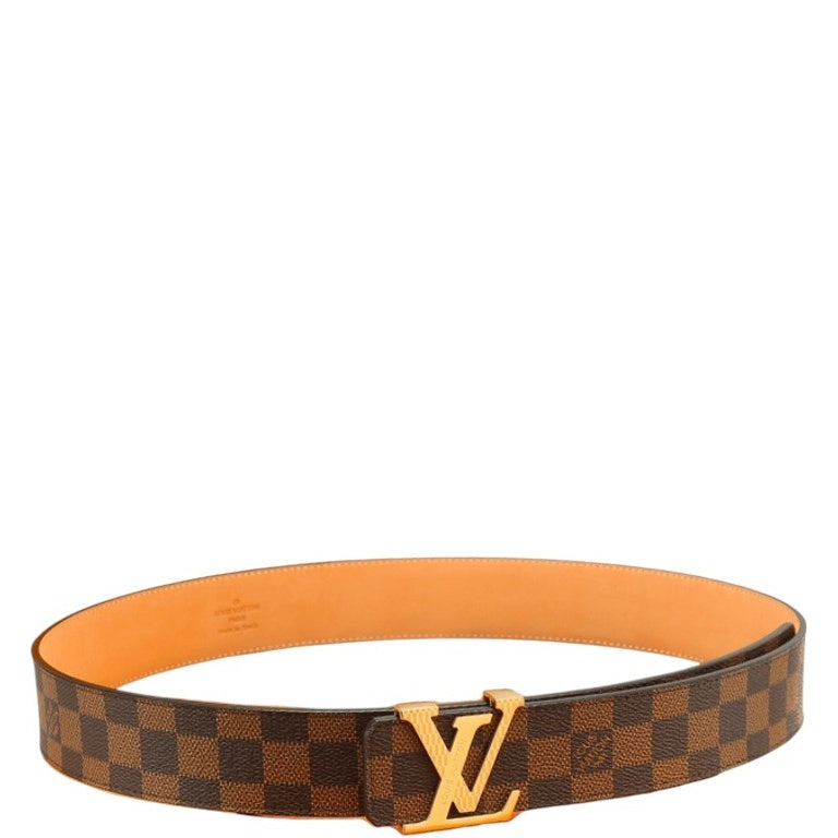 LOUIS VUITTON INITIALS 40MM REVERSIBLE BROWN BELT GOLD BUCKLE