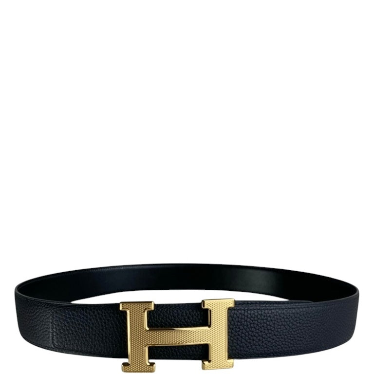 HERMES’S BELT TOGO SWIFT GOLD BUCKLE BLACK 38MM