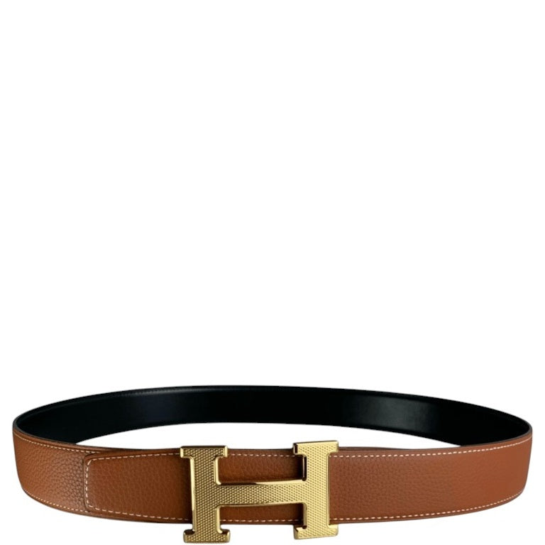 HERMES’S BELT TOGO SWIFT GOLD BUCKLE BROWN 38MM